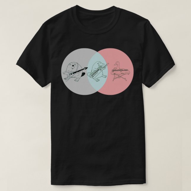 T-shirt Keytar Platypus Venn Diagram Gray Blue Pink (Design devant)
