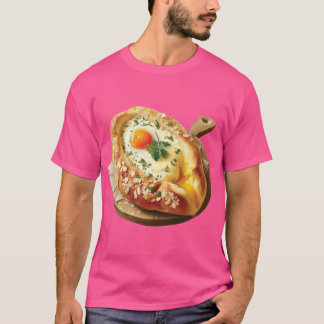 T-shirt Khachapuri Georgian Cheese and Egg Bread On A Wood