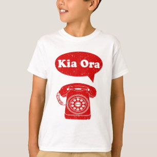 T-shirt Kia Ora Te Reo Maori Langue Rétro Téléphone