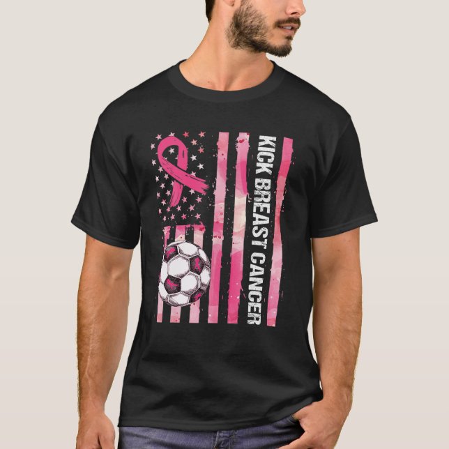 T-shirt Kick Breast Cancer Sensibilisation Football rose R (Devant)