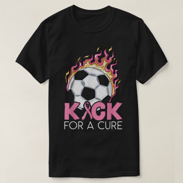 T-shirt Kick For A Cure Soccer Player Respirateur Cancer d (Design devant)