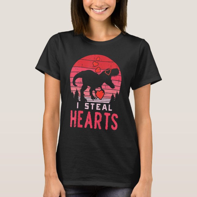 T-shirt Kid I Steal Hearts Dino Trex Toddler Baby Boy Vale (Devant)