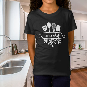 T-Shirt Kid Sous Chef Cuisine Ustensile et verdure