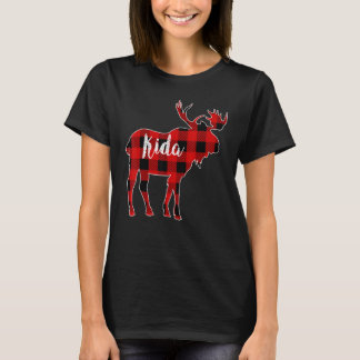 T-shirt Kida Moose Red Buffalo Plaid Matching Famille Chri