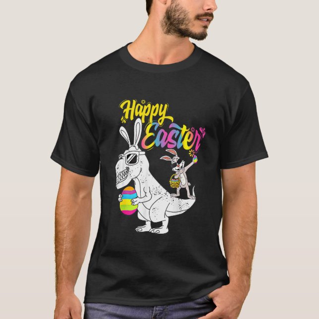 T-shirt Kidasaurus Happy Rex Dino Dabbing Rabbit Da (Devant)