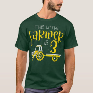 T-shirt Kids 3 Year Old Farm Tractor Birthday Party Farmer
