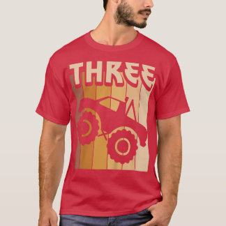 T-shirt Kids 3 Year Old Monster Truck Birthday Boy Girl 3r