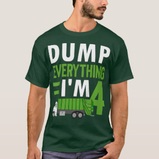 T-shirt Kids 4 Years Old Boy Garbage Trucks Old 4th Birthd