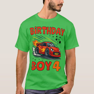 T-shirt Kids 4th Birthday Racer Race Party Shirt for Birth