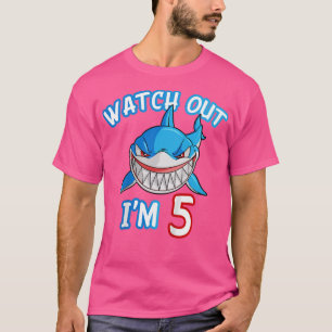 T-shirt Kids 5 Yrs old Boy Watch Out Shark SHIRT 5th Birth