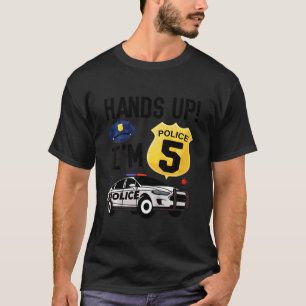 T-shirt Kids 5th Birthday Policeman Boy Five Year Old Poli