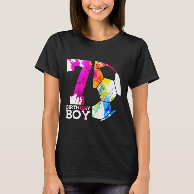 T-shirt Kids 7 Birthday Boy Soccer 7th Birthday  (Devant)