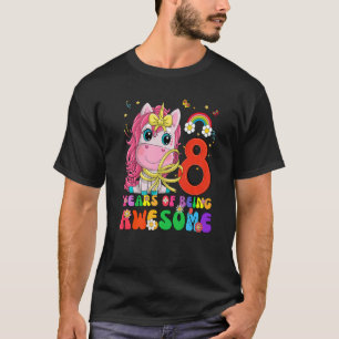 T-shirt Kids 8 Years Old  8th Birthday Girl Princess Unico