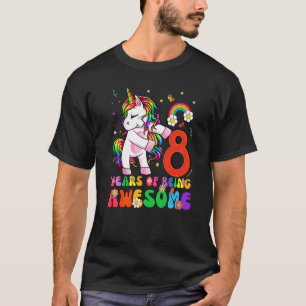 T-shirt Kids 8 Years Old  8th Birthday Girl Princess Unico