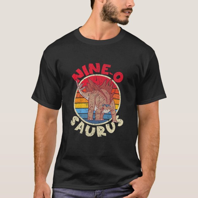 T-shirt Kids 9Th Birthday Nine O Saurus I Stegosaurus I Fa (Devant)