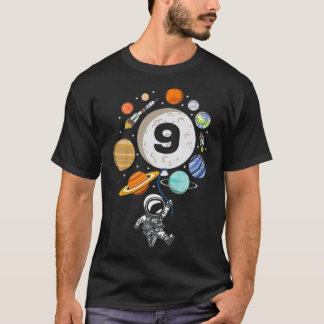T-shirt Kids 9th Birthday Planet Balloon Astronaut Happy N