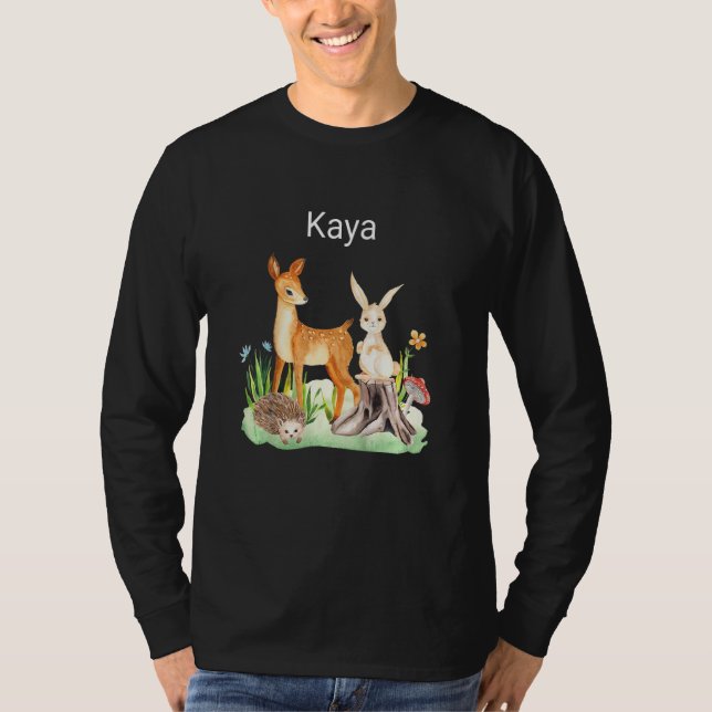 T-shirt Kids Animal deer rabbit hedgehog Kaya (Devant)