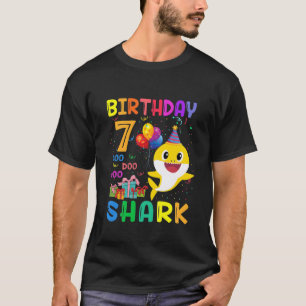 T-shirt Kids Baby Cute Shark 7Th Birthday Boy Girl 7 Year