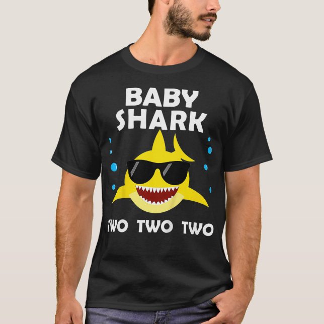 T-shirt Kids Baby Shark Two 2nd Birthday Party Matching Gi (Devant)