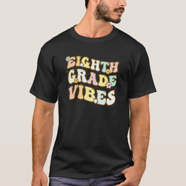 T-shirt Kids Back To School Eighth Grade Vibes Student Tea (Devant)