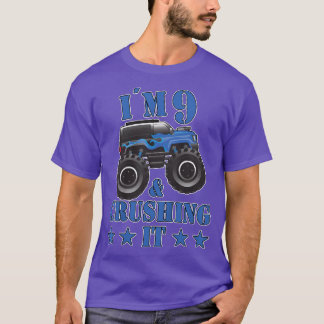 T-shirt Kids Birthday 9 Years Old Monster Truck Children F