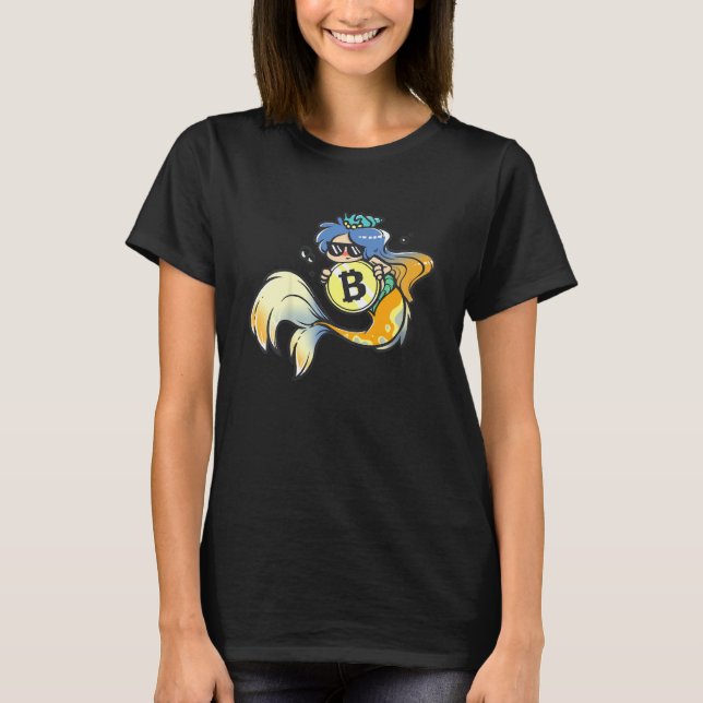 T-shirt Kids Bitcoin Mermaid with Sunglasses Cool Sea Anim (Devant)