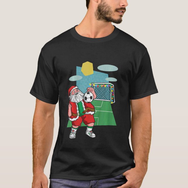 T-shirt Kids Christmas Soccer Ball Santa 2022  Sport Xmas  (Devant)