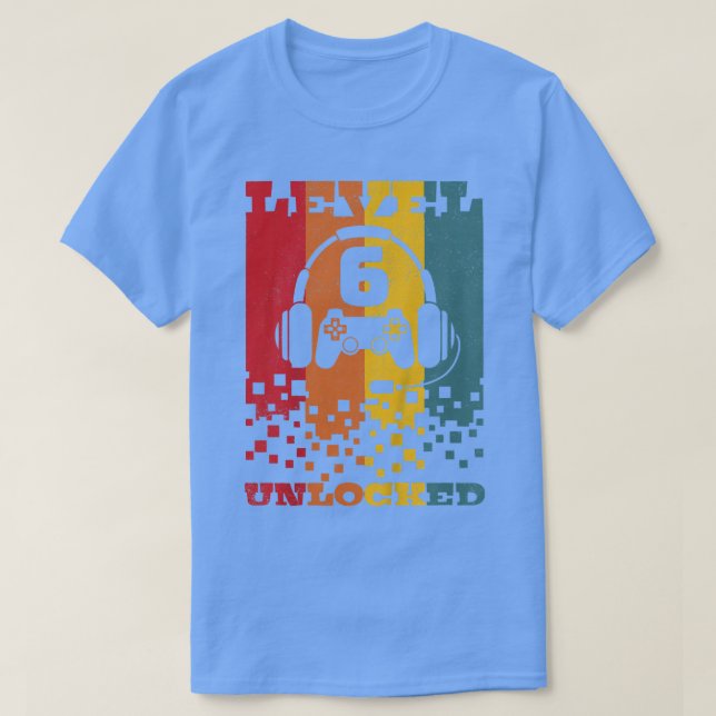 T-shirt Kids Distressed Retro 6 Year Old Video Game Gamer  (Design devant)