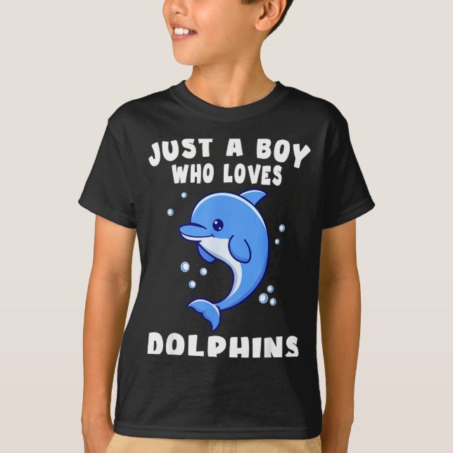 T-shirt Kids Dolphin Just A Boy Who Loves Dolphins Gift  (Devant)