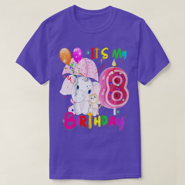 T-shirt Kids Elephant Birthday Its My 9th Birthday Girls E (Design devant)