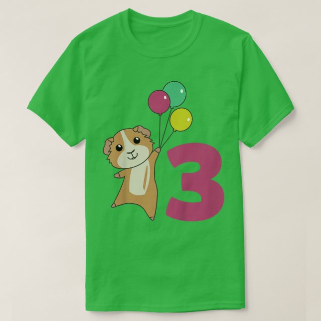 T-shirt Kids Guinea Pig Third Birthday Balloons For Kids  (Design devant)
