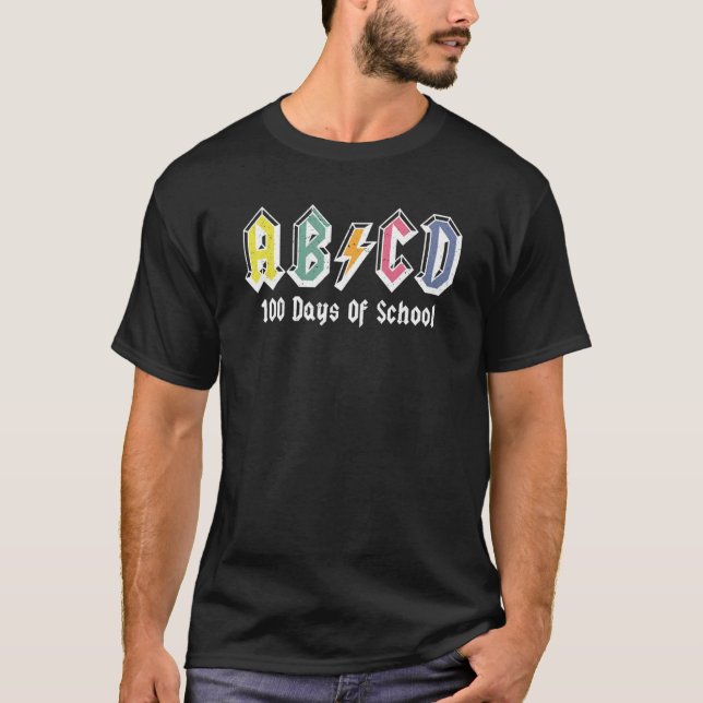 T-shirt Kids Happy 100 Days Of School Teacher ABCD Rock Gr (Devant)