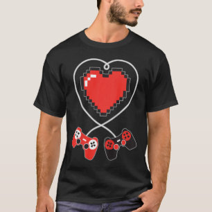 T-shirt Kids Heart Pixel Art jeu vidéo Contrôleur Valenti