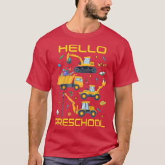 T-shirt Kids Hello Preschool Retro Truck Construcktion Tod