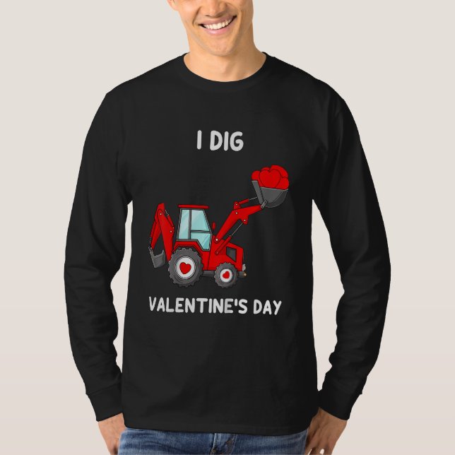 T-shirt Kids I Dig Valentines Day Hearts Tractor Funny Tod (Devant)