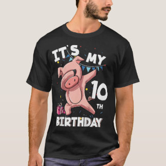 T-shirt Kids Its My 10th Birthday 10 Year Old Pig Birthday
