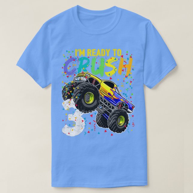 T-shirt Kids Ix27m Ready to Crush 3 Monster Truck 3rd Birt (Design devant)