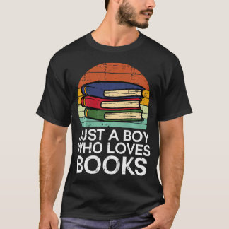 T-shirt Kids Just A Boy Who Loves Books Read Reading Libra