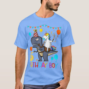T-shirt Kids Kids Unicorn Riding Dinosaur  6 Years Old Bir