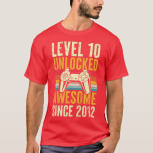 T-shirt Kids Level 10 Unlocked Awesome 2012 10th Birthday