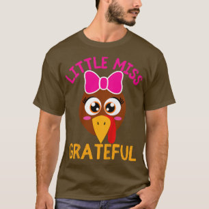 T-shirt Kids Little Miss Grateful Thanksgiving Turkey Girl
