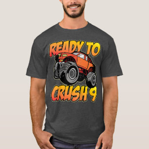 T-shirt Kids Monster Truck 9th birthday I'm Ready to Crush