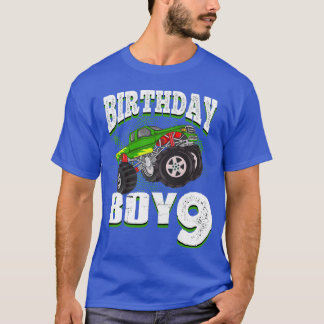 T-shirt Kids Monster Truck Birthday Boy Is 9 Kids 9th Birt