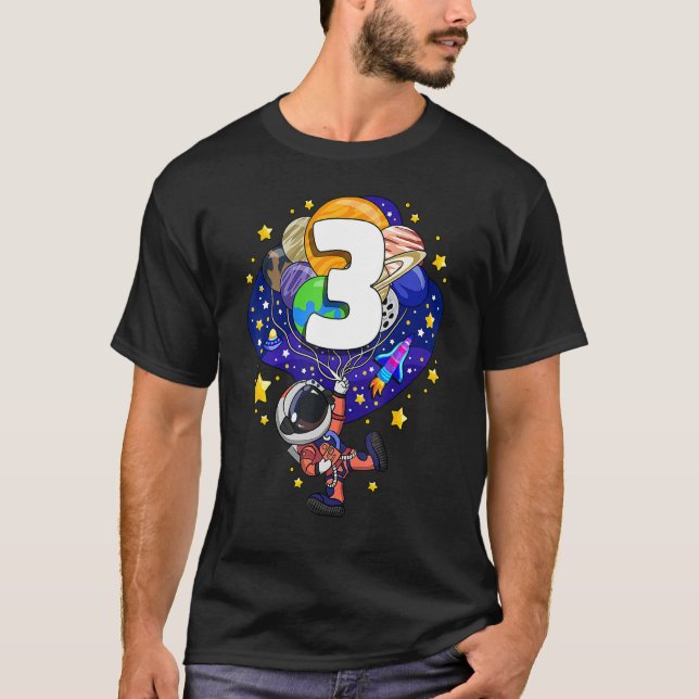 T-shirt Kids Outer Space Astronaute 3rd Birthday Boy 3 Yea (Devant)