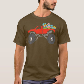 T-shirt Kids Red Monster Truck Eggs Easter Egg Hunting Boy