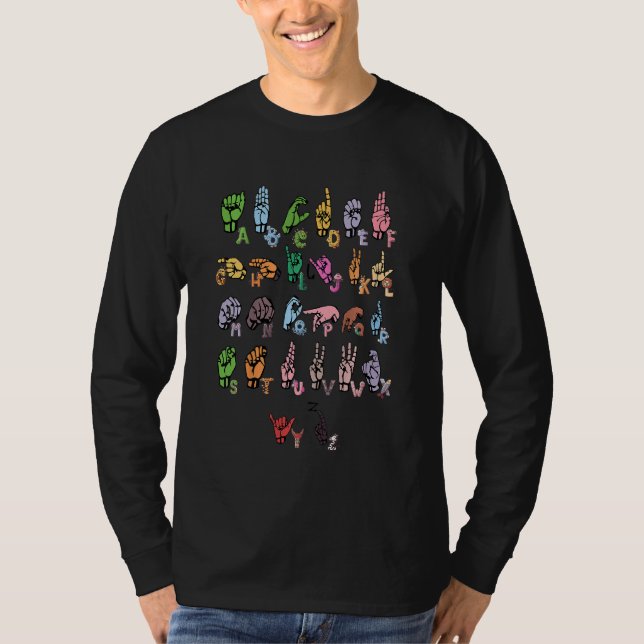 T-shirt Kids Sign Language ASL Teacher Hand Alphabet Learn (Devant)