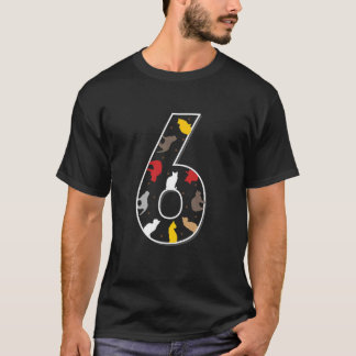 T-shirt Kids Sixth Birthday Cat 6th Birthday Children