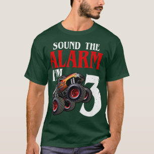 T-shirt Kids Sound The Alarm I'm 3 Monster Truck 3rd Birth