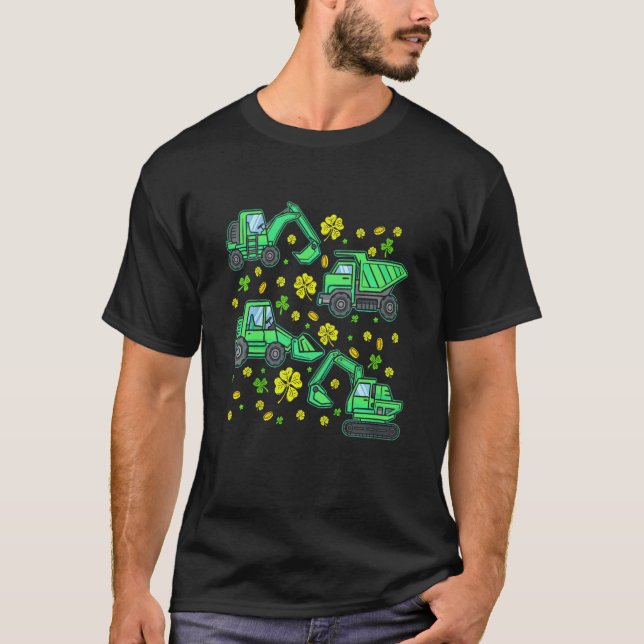 T-shirt Kids St Patricks Day Irish Crane Truck Constructio (Devant)