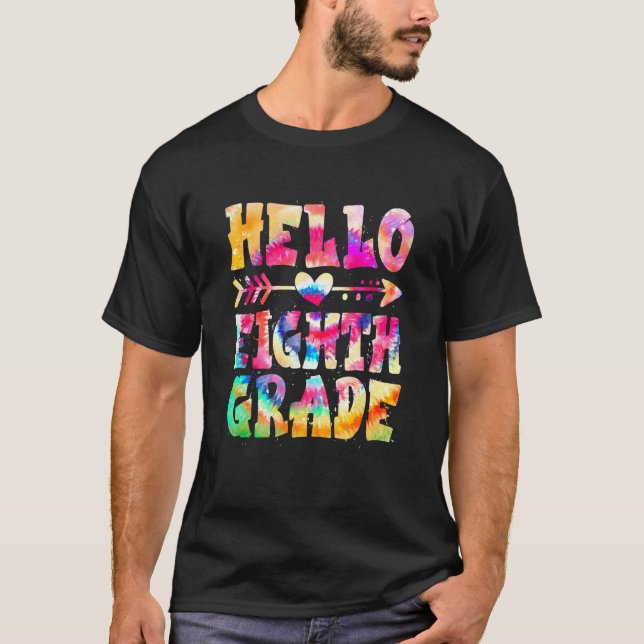 T-shirt Kids Tie Dye Bonjour 8e année Enseignant de 8e ann (Devant)
